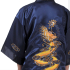 Navy Blue Japanese Reversible Satin Kimono Robe for Women QKU1W